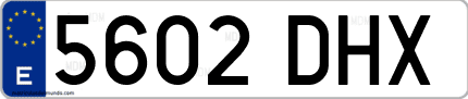 Ejemplo de matrícula de coche ordinaria 5602 DHX