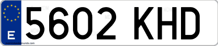 Ejemplo de matrícula de coche ordinaria 5602 KHD