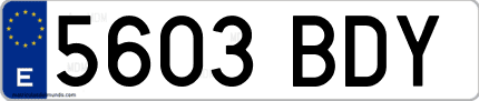 Ejemplo de matrícula de coche ordinaria 5603 BDY