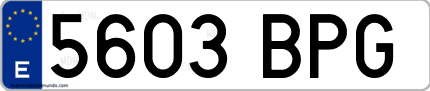 Ejemplo de matrícula de coche ordinaria 5603 BPG