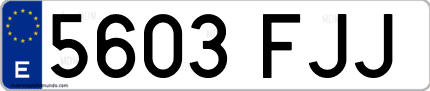 Ejemplo de matrícula de coche ordinaria 5603 FJJ