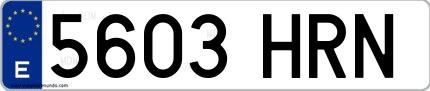 Ejemplo de matrícula española 5603 HRN