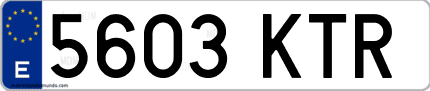 Ejemplo de matrícula de coche ordinaria 5603 KTR