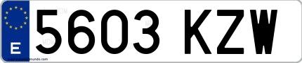 Ejemplo de matrícula de coche ordinaria 5603 KZW