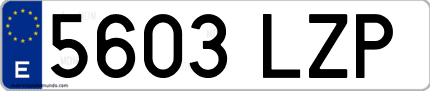 Ejemplo de matrícula de coche ordinaria 5603 LZP