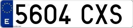 Ejemplo de matrícula española 5604 CXS