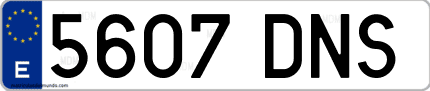 Ejemplo de matrícula de coche ordinaria 5607 DNS