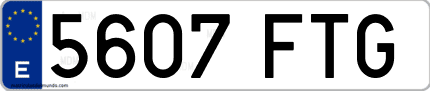 Ejemplo de matrícula de coche ordinaria 5607 FTG