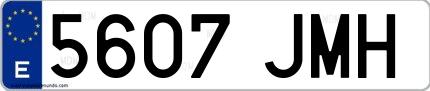Ejemplo de matrícula española 5607 JMH
