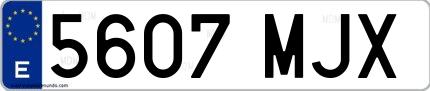 Ejemplo de matrícula española 5607 MJX