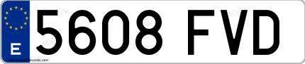 Ejemplo de matrícula española 5608 FVD