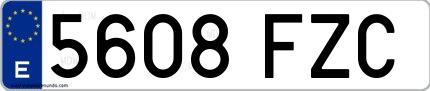 Ejemplo de matrícula española 5608 FZC