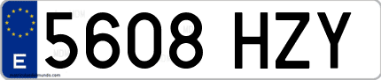 Ejemplo de matrícula de coche ordinaria 5608 HZY