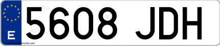 Ejemplo de matrícula de coche ordinaria 5608 JDH