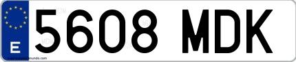 Ejemplo de matrícula española 5608 MDK