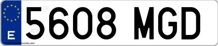 Ejemplo de matrícula española 5608 MGD