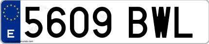 Ejemplo de matrícula española 5609 BWL