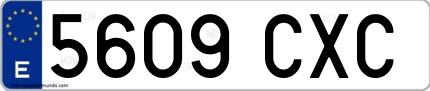 Ejemplo de matrícula española 5609 CXC