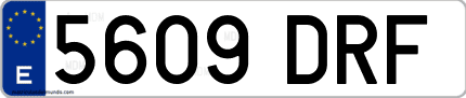 Ejemplo de matrícula de coche ordinaria 5609 DRF