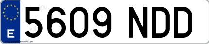 Ejemplo de matrícula española 5609 NDD