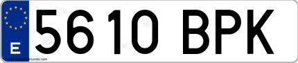 Ejemplo de matrícula española 5610 BPK