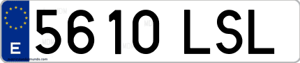 Ejemplo de matrícula de coche ordinaria 5610 LSL