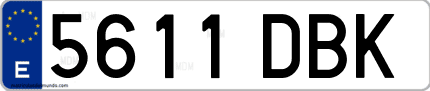 Ejemplo de matrícula de coche ordinaria 5611 DBK