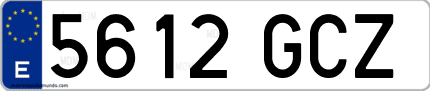Ejemplo de matrícula de coche ordinaria 5612 GCZ