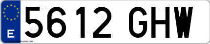 Ejemplo de matrícula de coche ordinaria 5612 GHW