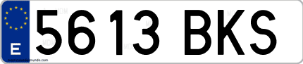 Ejemplo de matrícula de coche ordinaria 5613 BKS