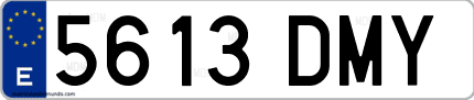 Ejemplo de matrícula de coche ordinaria 5613 DMY