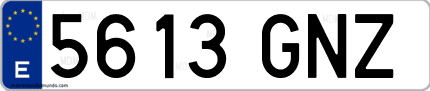Ejemplo de matrícula de coche ordinaria 5613 GNZ