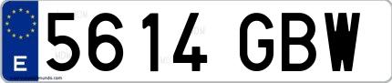 Ejemplo de matrícula de coche ordinaria 5614 GBW