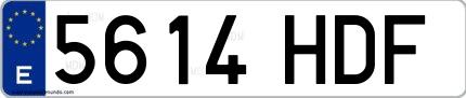Ejemplo de matrícula española 5614 HDF