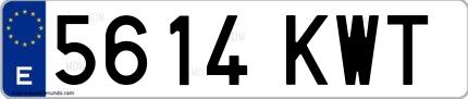 Ejemplo de matrícula española 5614 KWT