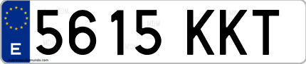 Ejemplo de matrícula de coche ordinaria 5615 KKT