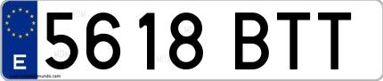 Ejemplo de matrícula española 5618 BTT