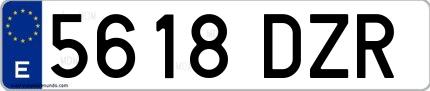 Ejemplo de matrícula española 5618 DZR