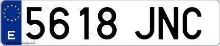 Ejemplo de matrícula española 5618 JNC