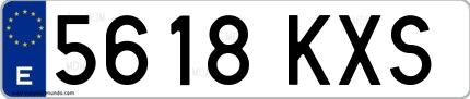 Ejemplo de matrícula española 5618 KXS