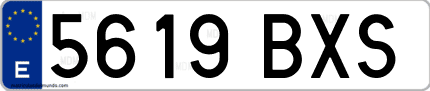 Ejemplo de matrícula de coche ordinaria 5619 BXS