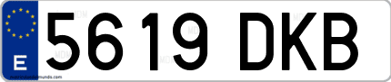 Ejemplo de matrícula de coche ordinaria 5619 DKB