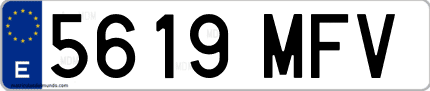 Ejemplo de matrícula de coche ordinaria 5619 MFV