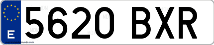 Ejemplo de matrícula de coche ordinaria 5620 BXR