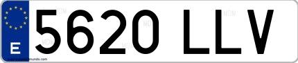 Ejemplo de matrícula española 5620 LLV