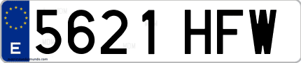 Ejemplo de matrícula de coche ordinaria 5621 HFW