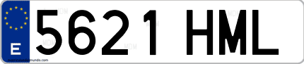 Ejemplo de matrícula de coche ordinaria 5621 HML