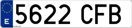 Ejemplo de matrícula española 5622 CFB