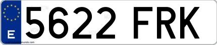 Ejemplo de matrícula española 5622 FRK