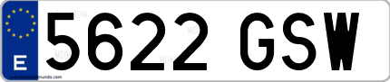 Ejemplo de matrícula de coche ordinaria 5622 GSW